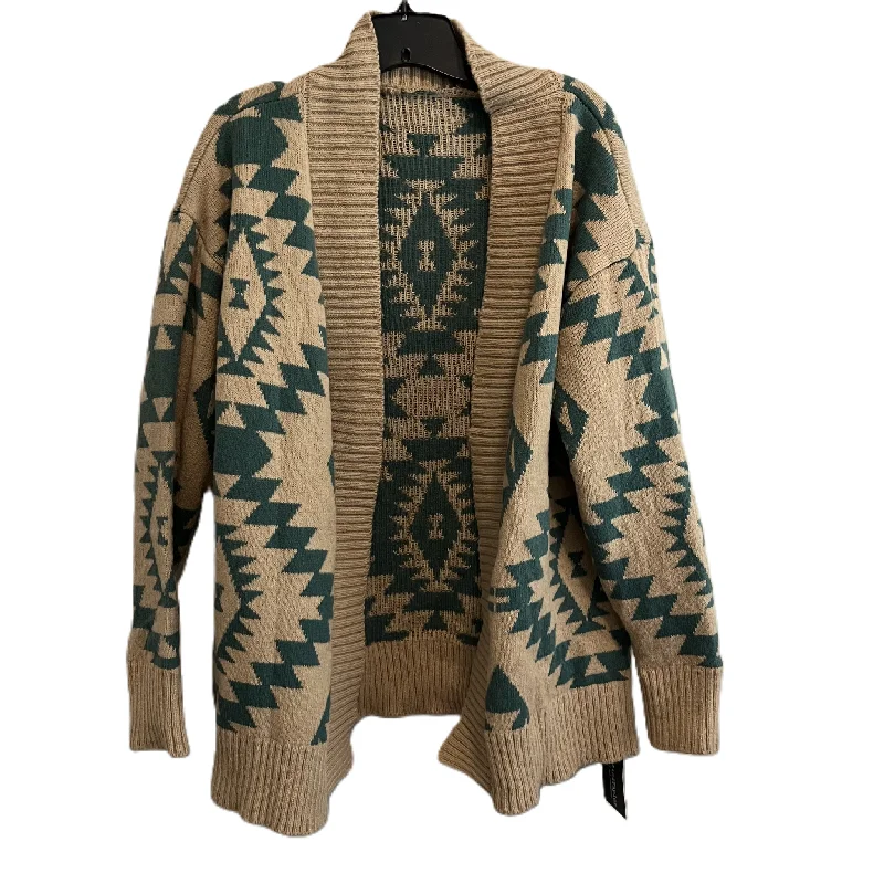 Earth-tone women's sweaterSweater Cardigan By Clothes Mentor In Cream & Green, Size: Os