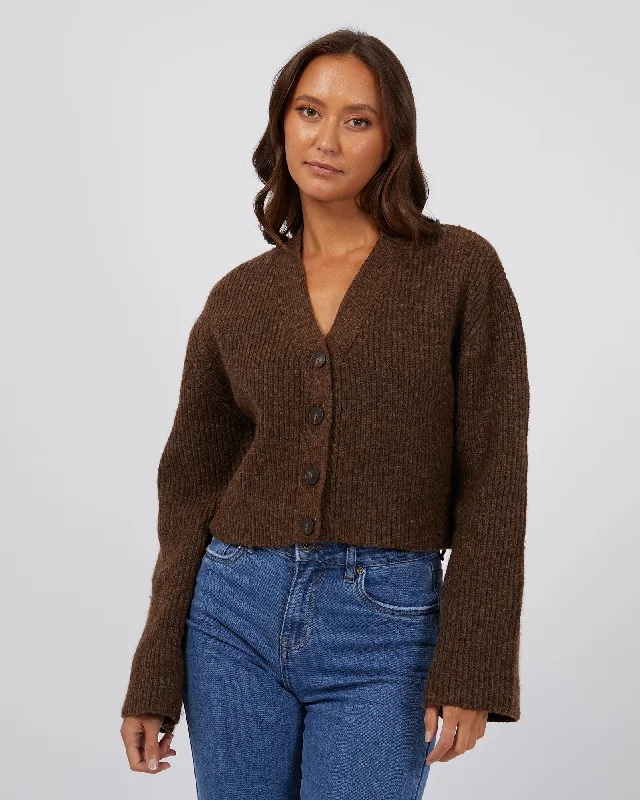 Oversized women's sweaterSilent Theory Eden Knit Cardi Brown