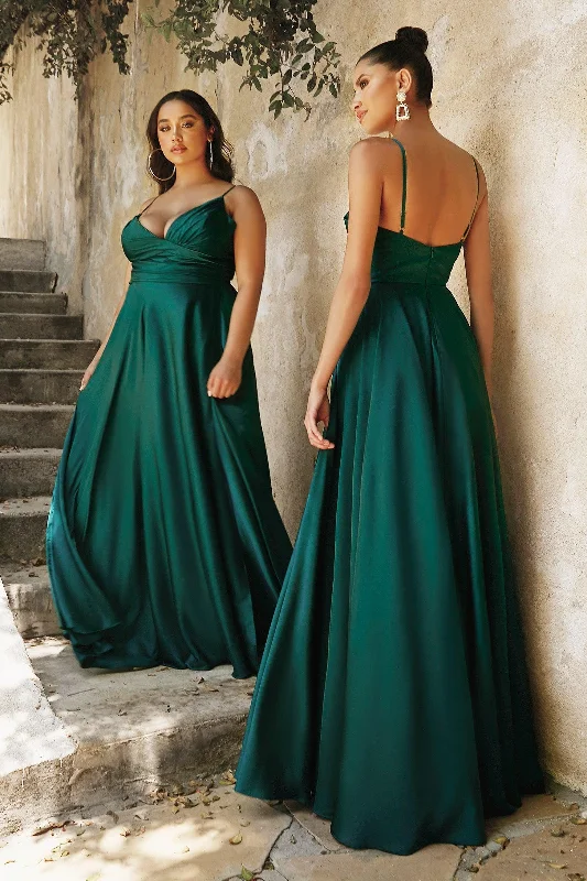 Bohemian women's dressesCinderella Divine CD7485 Slit Long Prom Dress Emerald