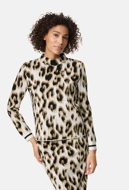 Floral print women's sweaterLeopard Print Knit Pullover