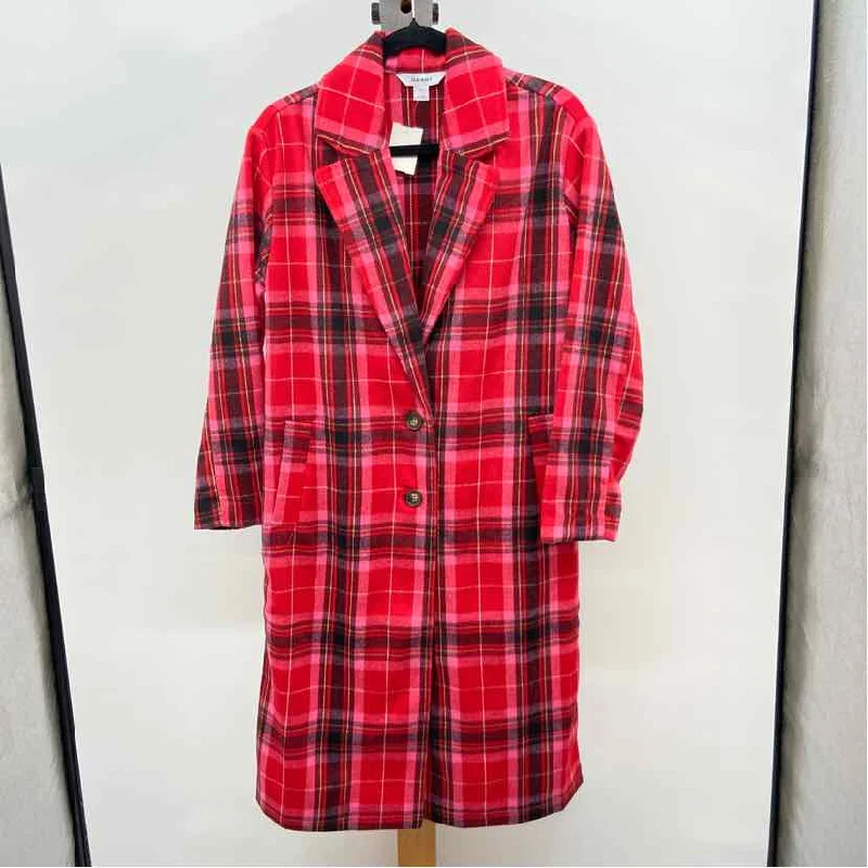 women's trench coats with an asymmetrical hem for styleOld Navy Women's Size XS Red Plaid Coat