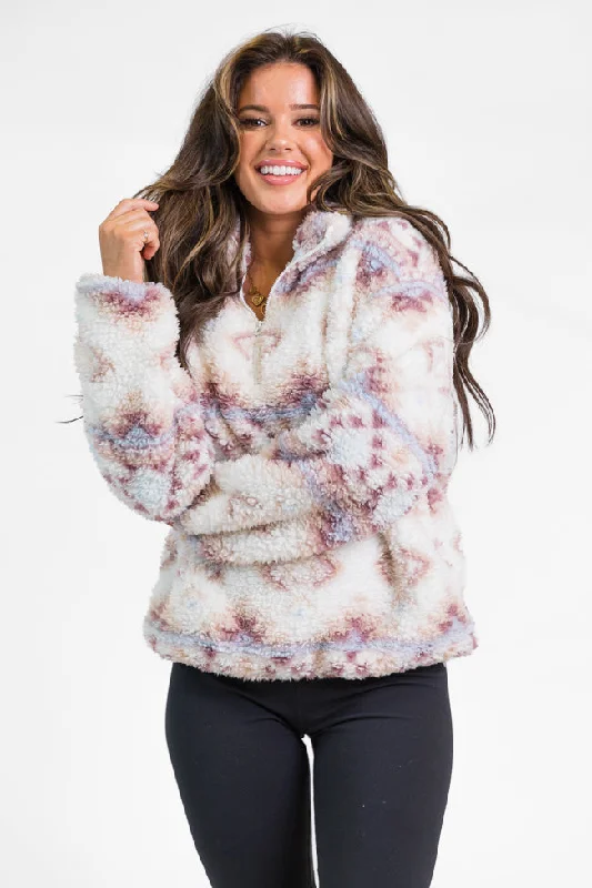 women's hooded pullovers made of spandexWay Out There Southwestern Print Sherpa Pullover FINAL SALE