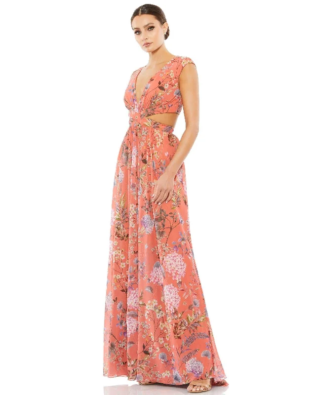 Tall women's dressesMac Duggal 9154 Prom Long Formal Floral Print Dress