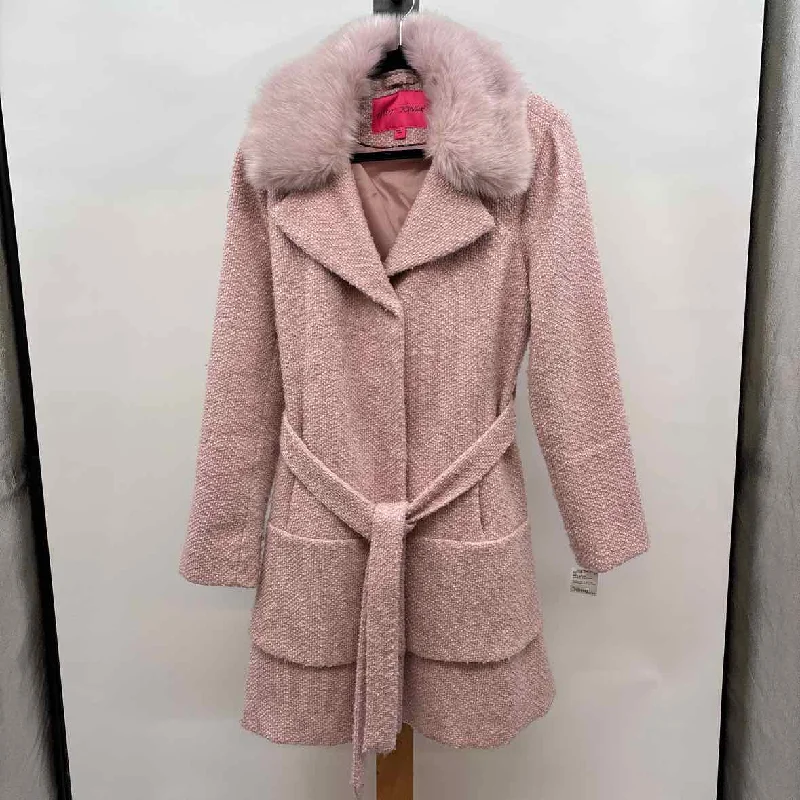 affordable women's peacoatsBetsey Johnson Women's Size L Pink Tweed Coat