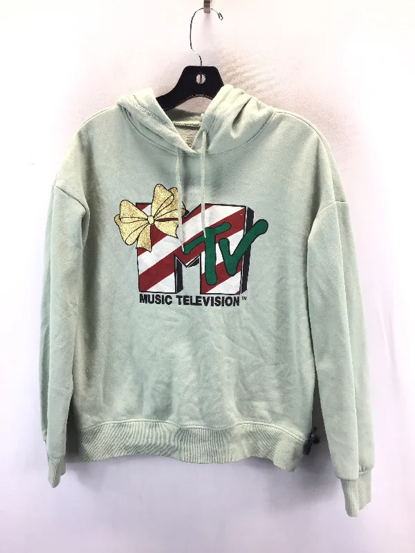 women's hooded tops with a turtle neck and thumbholesSweatshirt Hoodie By Clothes Mentor In Green, Size: S