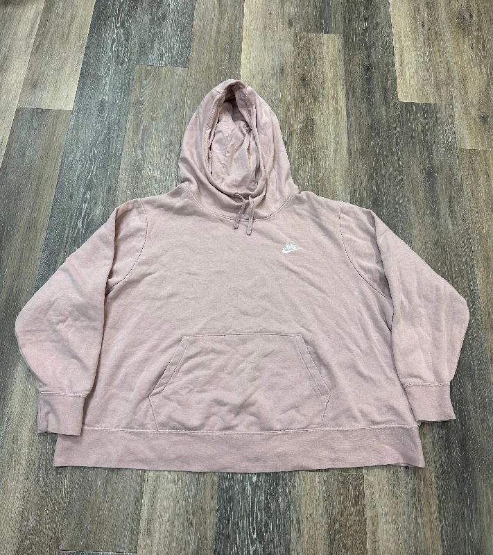 women's hooded tops with a high necklineAthletic Sweatshirt Hoodie By Nike In Pink, Size: 3x