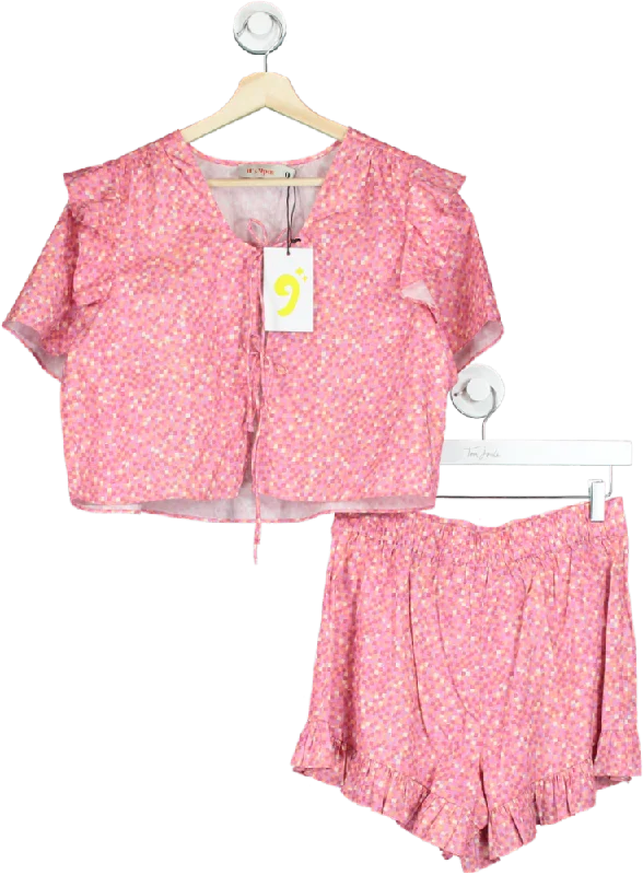 women's suit sets for cocktail partiesIt’s 9pm Pink Floral Two-Piece Set UK 8