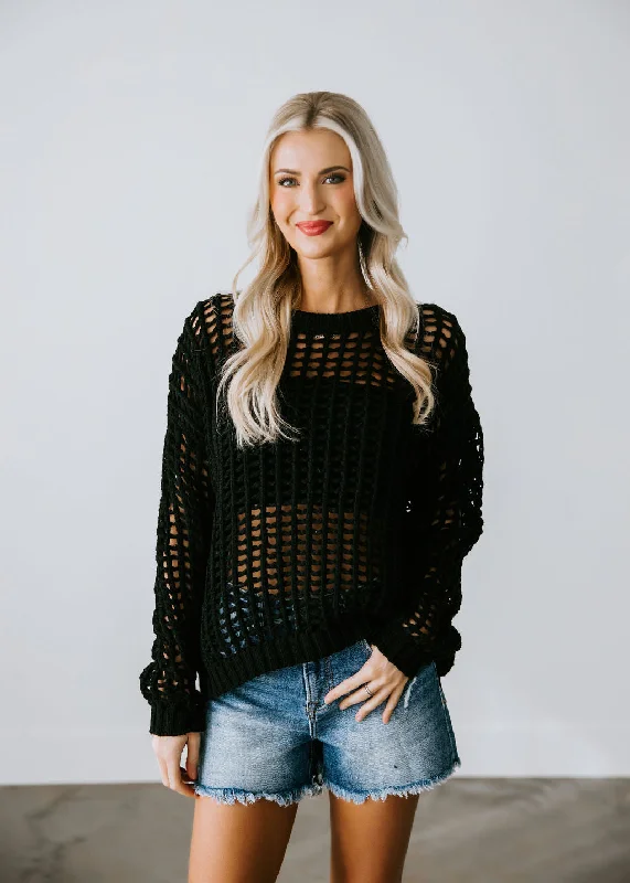 Off-the-shoulder women's sweaterCierra Crochet Sweater