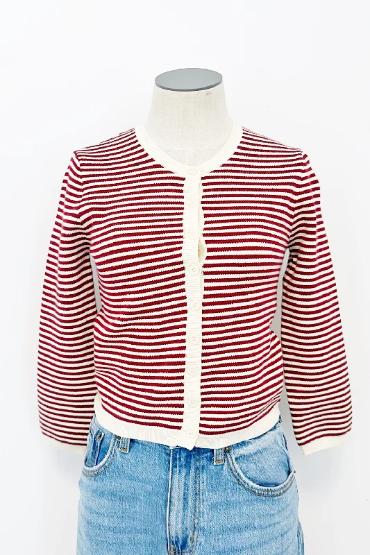 Suede women's sweaterFitted Striped Cardi