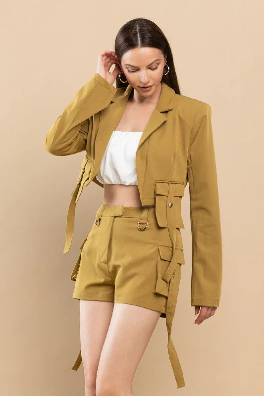 Fit-and-flare dresses for womenCrop Blazer Short Pant Set