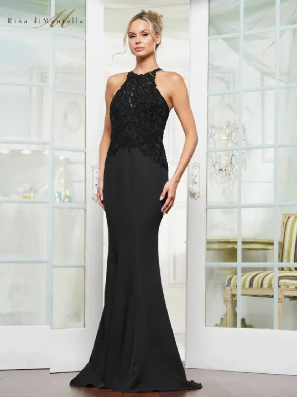 Designer dresses for high-end fashionRina di Montella RD3243 Lace Formal Fitted Long Evening Dress