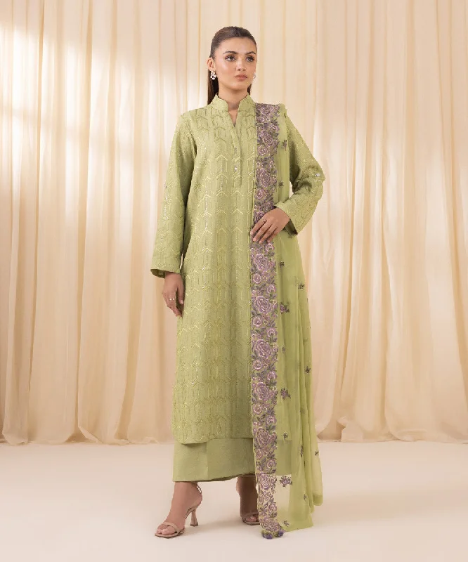 women's suit sets with cotton linings3 Piece - Embroidered Karandi Suit