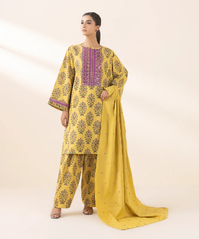 women's three-piece suit sets3 Piece - Embroidered Light Khaddar Suit