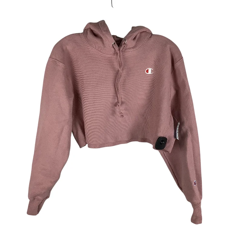 women's hooded pullovers with a pom-pom trim on the hoodAthletic Sweatshirt Hoodie By Champion In Pink Size: Est. XS