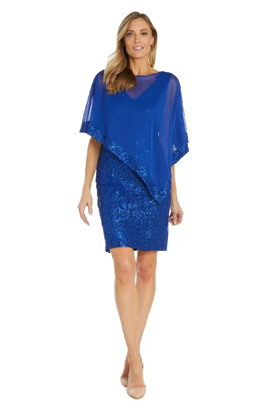 Lantern sleeve dresses for womenR&M Richards 2857P Short Petite Lace Poncho Cocktail Dress