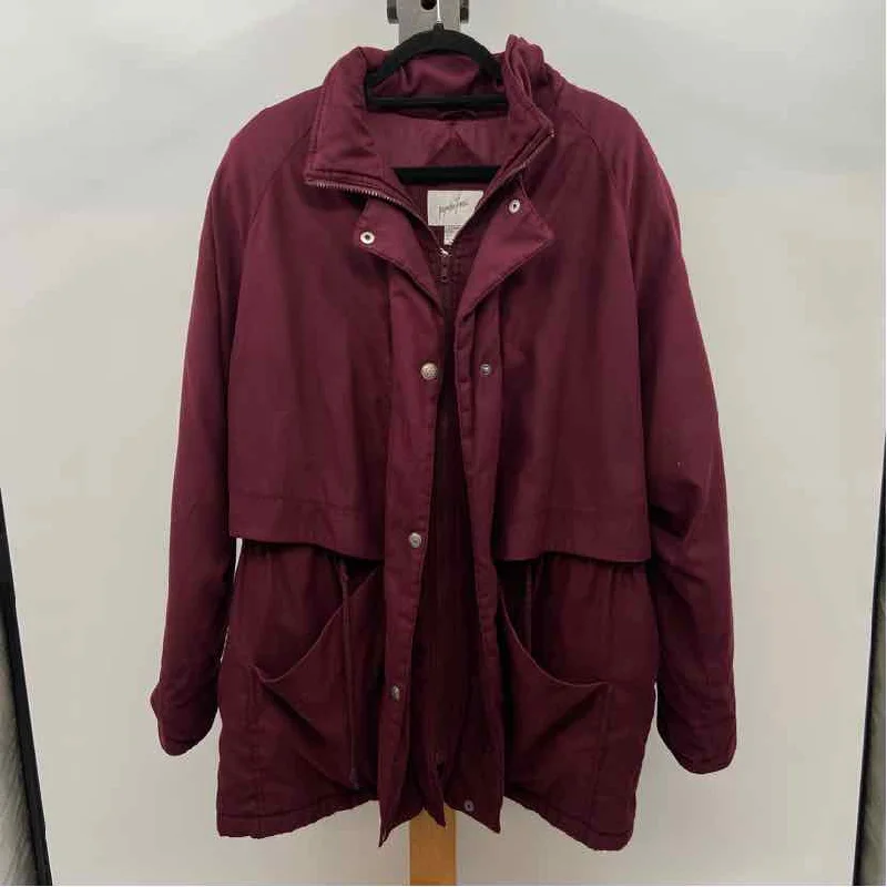 women's coats with floral embroidery for a feminine lookJacqueline Ferrar Women's Size XL maroon Solid Coat