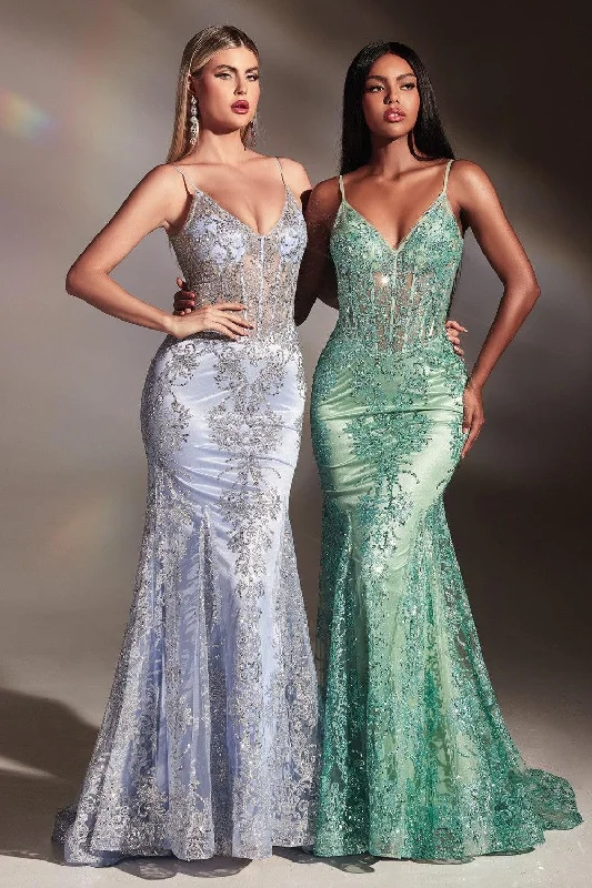 Transitional dresses for in-between seasonsCinderella Divine J810 Formal Long Corset Prom Dress Sage