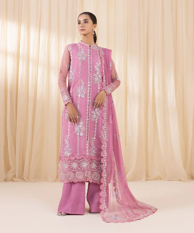 women's suit sets with skirts3 Piece - Embroidered Organza Suit