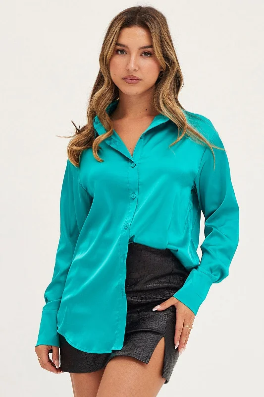 women's suit sets with lace detailingGreen Shirt Top Long Sleeve