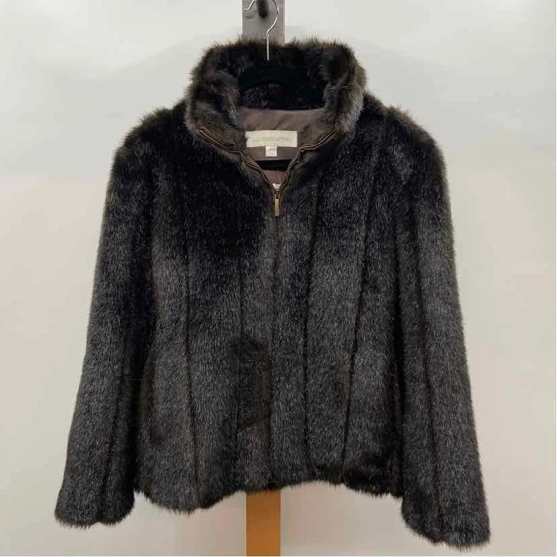 women's trench coats with a detachable faux fur collarLiz Claiborne Women's Size M Brown Fur Coat