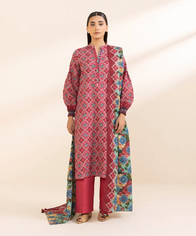 women's suit sets for office wear3 Piece - Printed Khaddar Suit