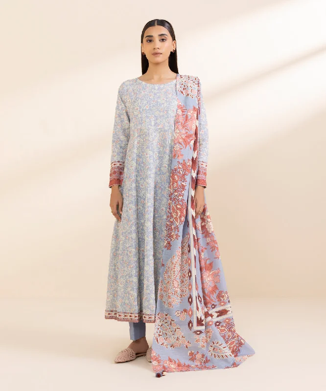 women's suit sets with cotton blends3 Piece - Printed Light Khaddar Suit