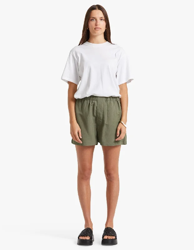 Easy-care women's pantsViscose Linen Boxer Short - Khaki