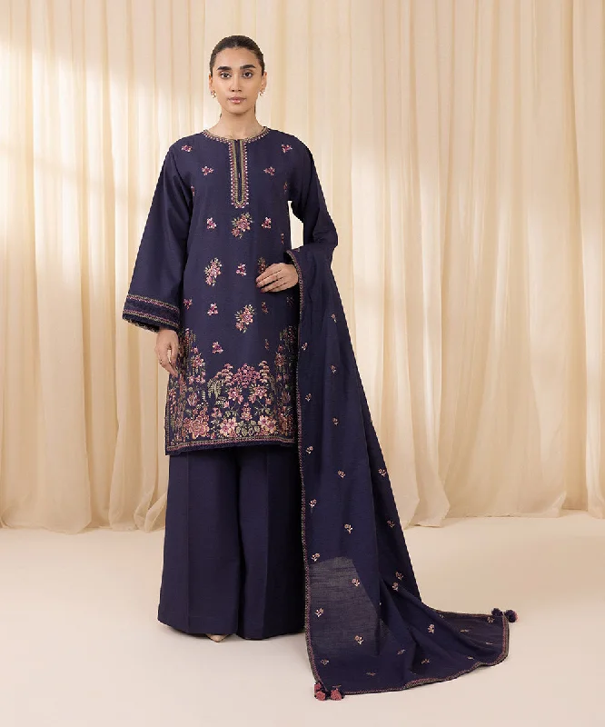 women's suit sets with pockets3 Piece - Embroidered Khaddar Suit