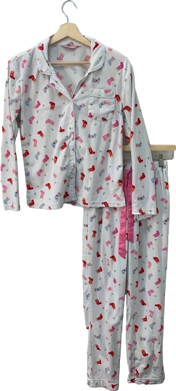 women's suit sets with coordinating topsBoux Avenue White Heart Print Pyjama Set UK 6