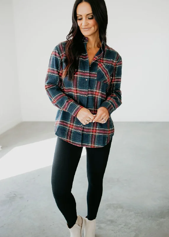 Black women's topsAvril Plaid Top