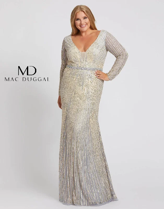 Tall women's dressesPlatinum Gold 18W Mac Duggal 5176 Long Plus Size Sequins Prom Dress Sale