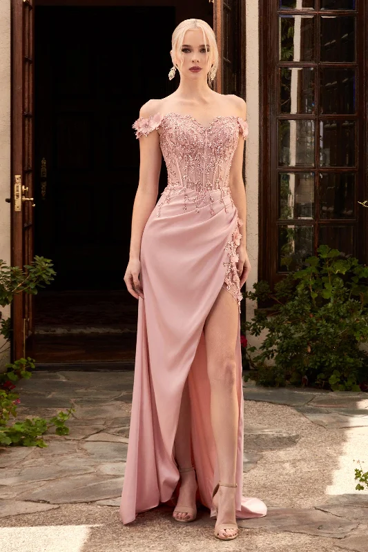 Tight-fitting dresses for womenCinderella Divine CD0186 Corset Long Prom Dress Blush