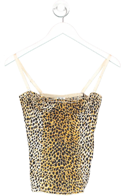 women's suit sets with matte finishesDolce & Gabbana Black Cheetah Print Cami Top UK 4