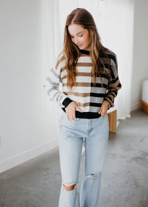 Sheer women's sweaterRogue Colorblock Striped Sweater