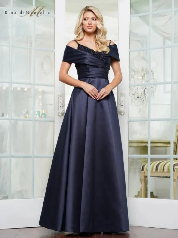 Strapless dresses for womenRina di Montella RD3221 A Line Long Beaded Formal Plus Size Dress