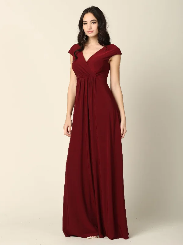 Beach dresses for casual outingsBurgundy 2XL Mother of the Bride Long V Neck Formal Dress Sale