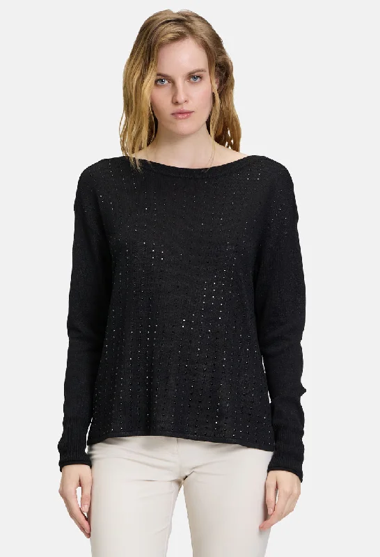 A-line women's sweaterDiamante Detail Knitted Pullover