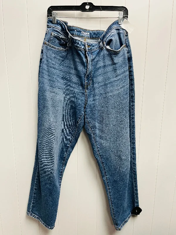 Jeans with a distressed and repaired patchwork design for character and individualityJeans Straight By Sonoma In Blue Denim, Size: 16