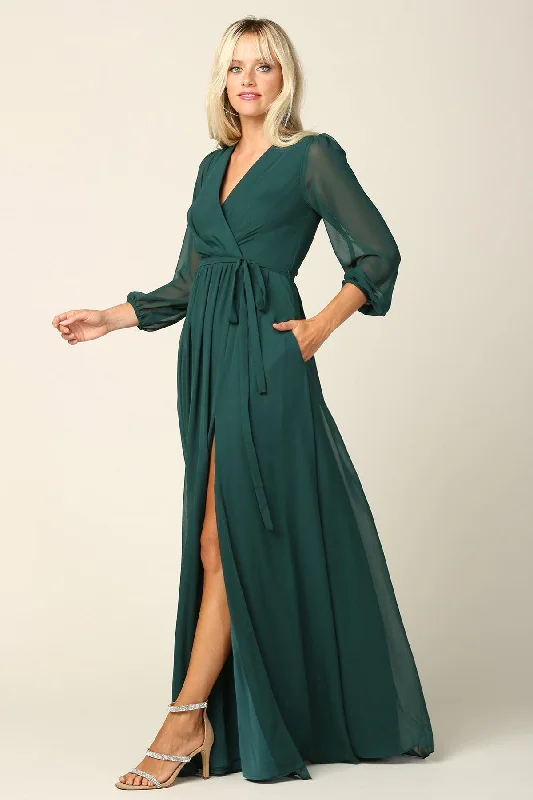 Beach dresses for casual outingsHunter Green 2XL Long Sleeve Mother of the Bride Chiffon Dress Sale