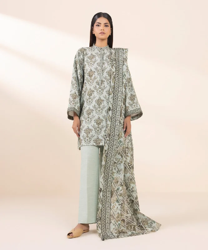 women's suit sets with cotton blends3 Piece - Printed Khaddar Suit