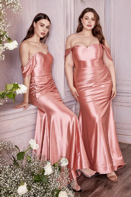 Strapless dresses for womenDusty Rose 2X Cinderella Divine CH163C Plus Size Off Shoulder Long Prom Dress Sale