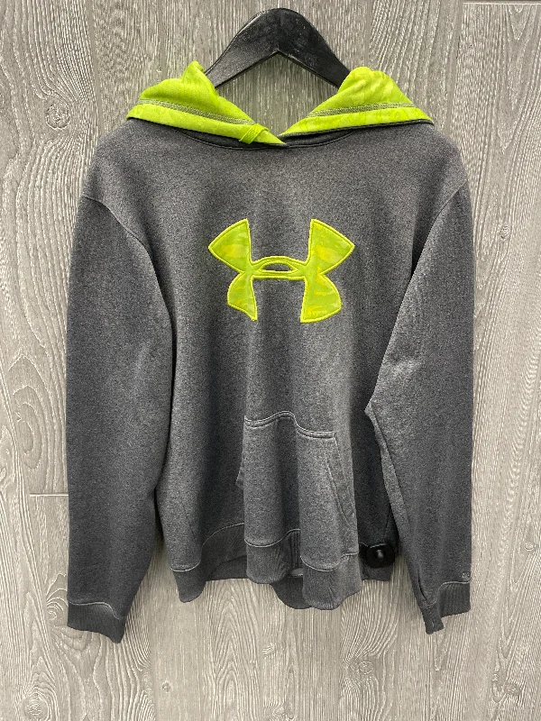 women's hooded tops with stretchable fabricAthletic Sweatshirt Hoodie By Under Armour In Grey, Size: L