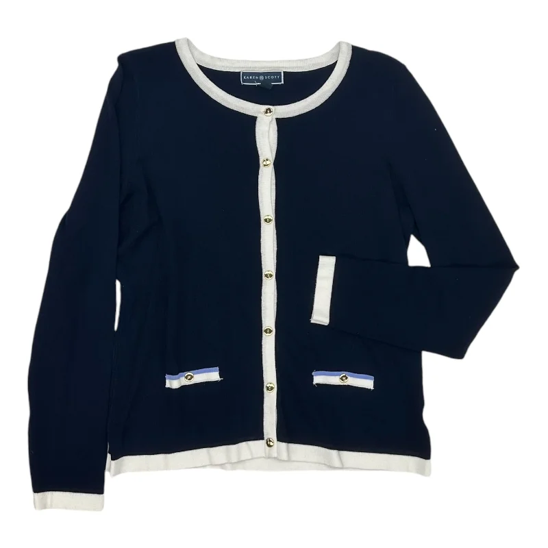 Athleisure women's sweaterCardigan By Karen Scott In Navy, Size:L