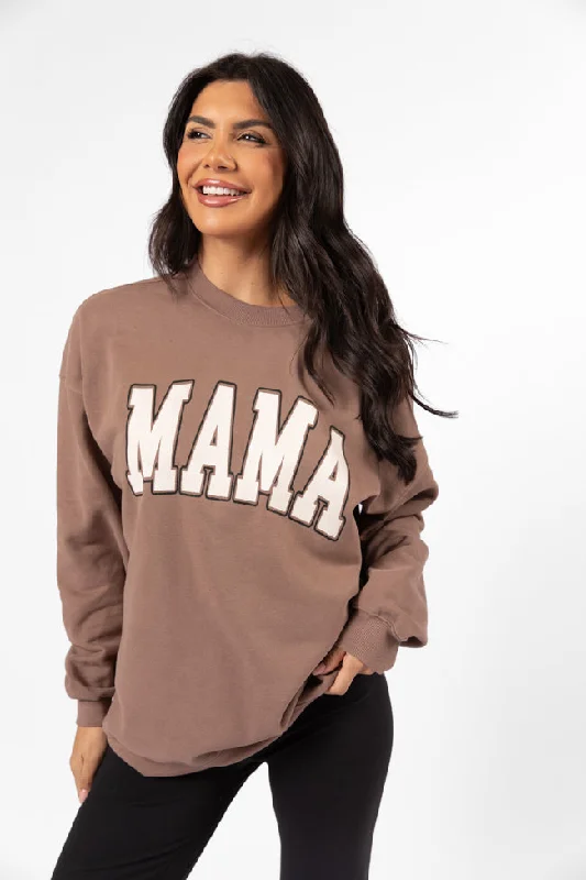 women's hooded jumpers with a smooth exteriorMama Block Mocha Oversized Graphic Sweatshirt FINAL SALE