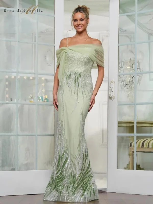 Lantern sleeve dresses for womenRina di Montella RD3226 Formal Long Evening Fitted Dress