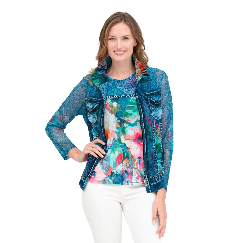 tailored women's blazers as formal outerwearDamee "Denim & Floral" Print Twin Set - 31425 - Size S Only!