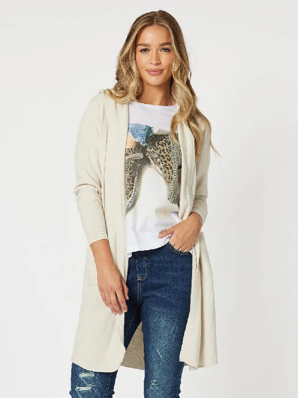 Yoga women's sweaterThreadz Ella Long Line Cardi Natural