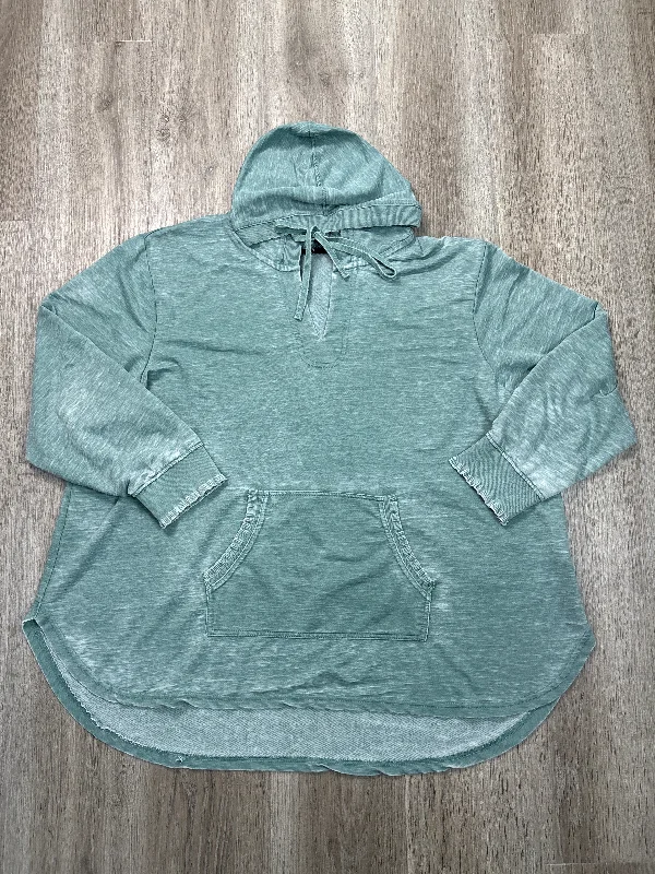 women's hooded tops with a cropped lengthSweatshirt Hoodie By Jane And Delancey In Green, Size: 3x