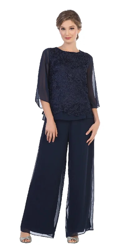 Evening women's dressesNavy M Formal Mother of the Bride Lace Pant Suit Sale