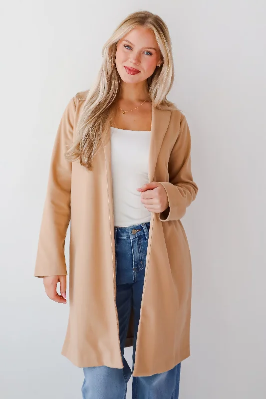 chic women's bomber jacketsSmart Outcome Camel Trench Coat